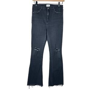 Simple Society black distressed flared jeans with raw him size 28  B160